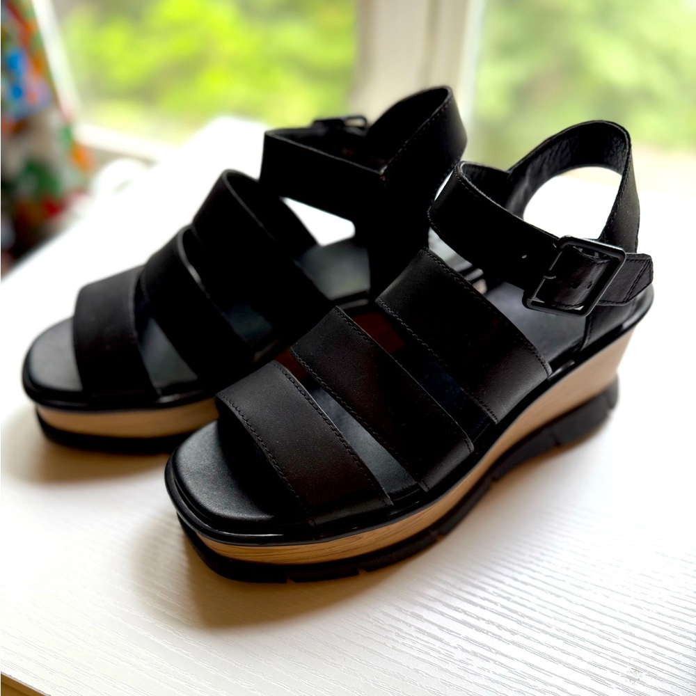 Sorel Black Platform Sandals